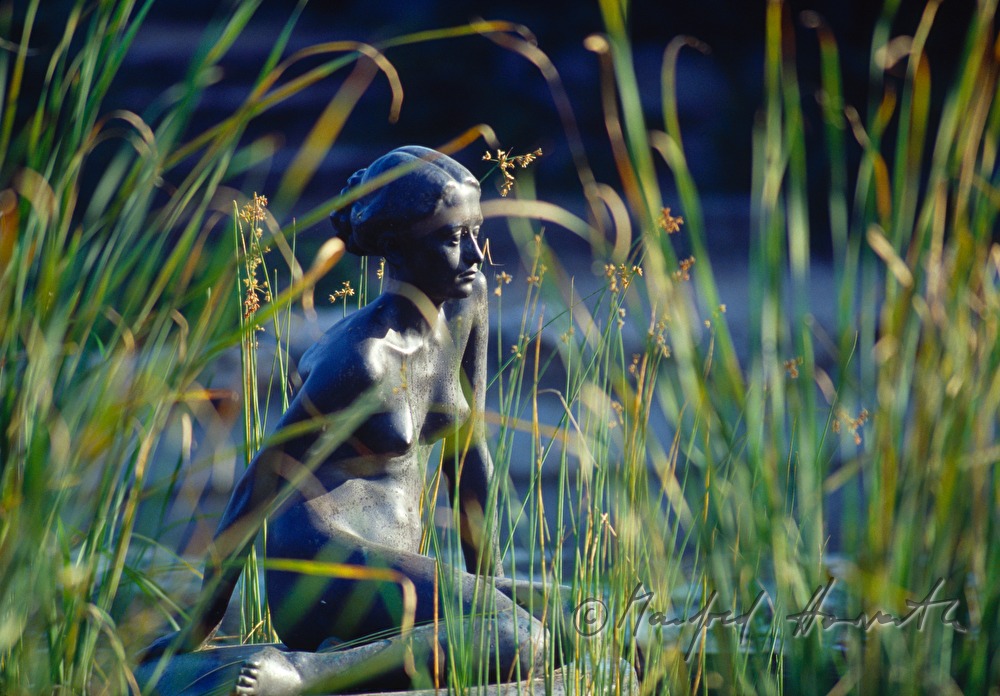 Bronzefigur in einem Brunnen