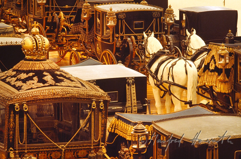Wagenburg, Detail mit Pferde-Attrappen