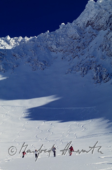 Mölltaler Gletscher, Skifahrer am Wurtenkees