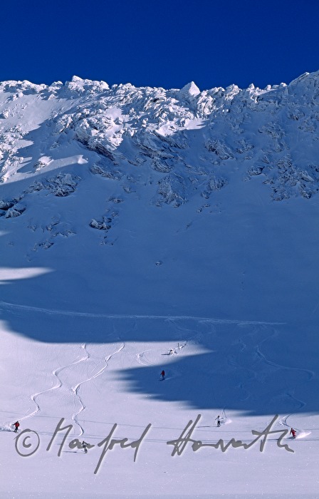 Mölltaler Gletscher, Skifahrer am Wurtenkees