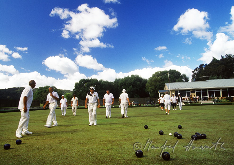 Bowlingspieler des Howick Bowling Club am Sonntag