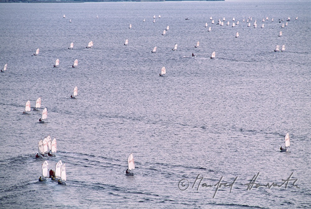 Boote einer Segelregatta bei Opatija