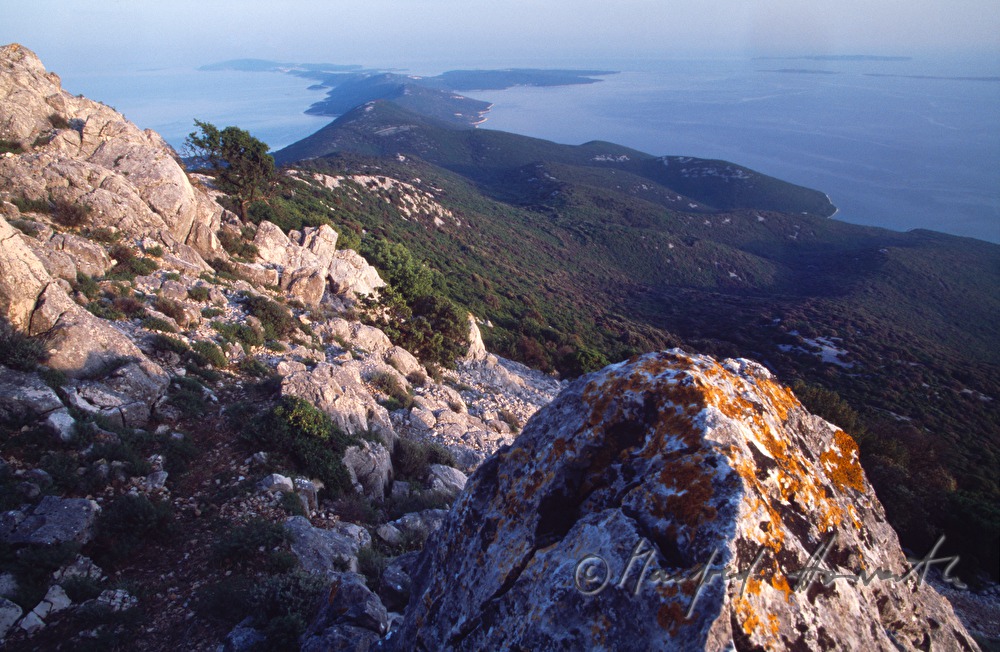 Blick vom Berg Osoršćica auf Veli Lošinj