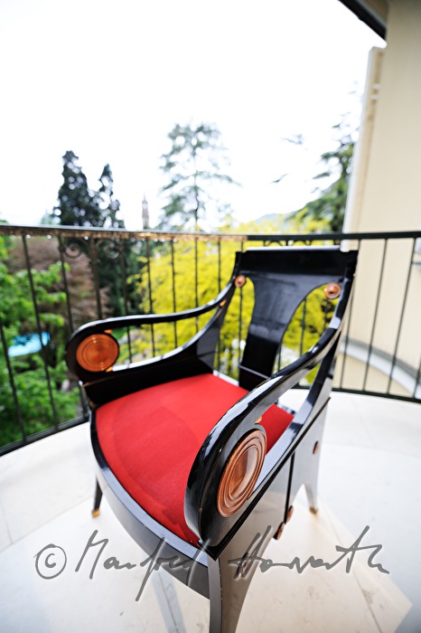 Blick vom Balkon auf den Garten