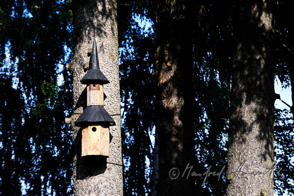 Vogelhaus im Garten der Kirche Kirkkoniemen kellotapuli
