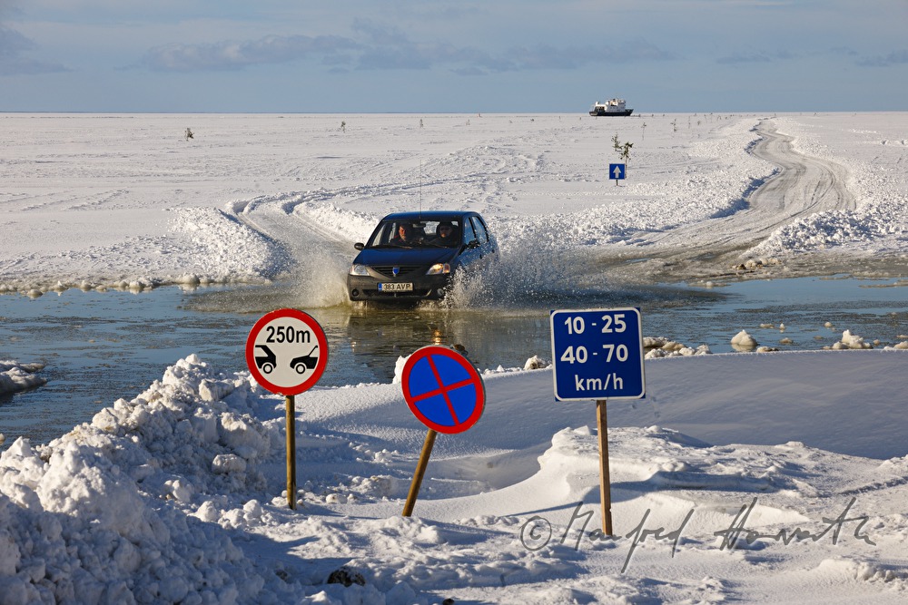Auto auf der Eisstrasse Rohuküla - Vormsi
