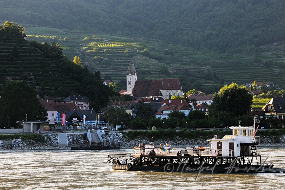 Rollfähre Spitz-Arnsdord überquert die Donau