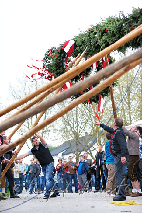 Maibaumaufstellen beim Dorfmuseum am 1. Mai