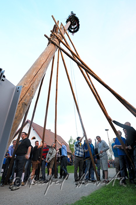 Maibaumaufstellen beim Dorfmuseum am 1. Mai