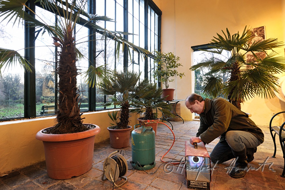 Heizen in der Orangerie von Schloss Mühlbach