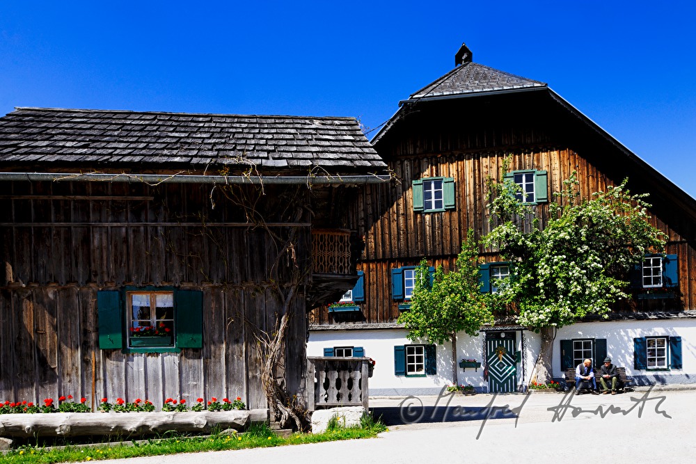 Bauernhaus mit Birnenbaum und Getreidespeicher