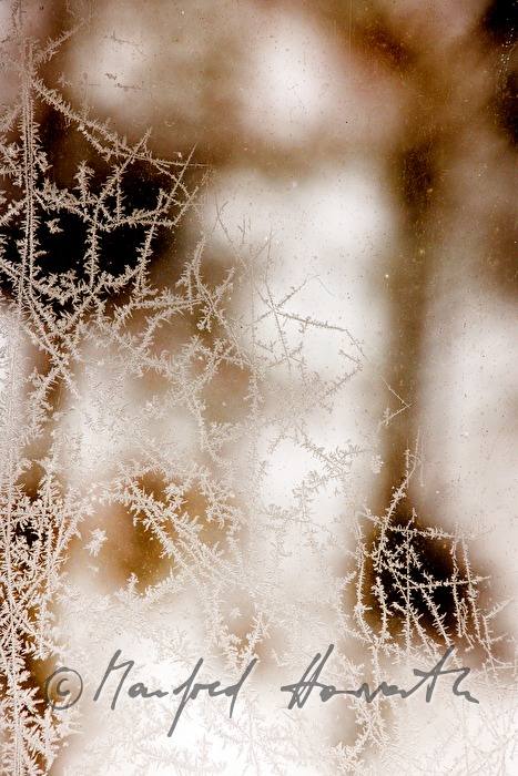 Eisblumen am Fenster des Mariazellerbahn-Kraftwerkes