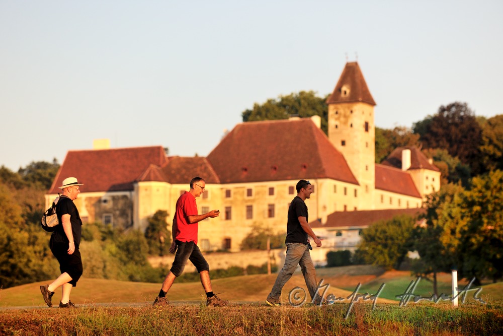 Gruppe von Geocachern folgt dem GPS-Signal