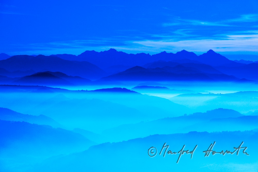 Blick von Wieselburg zum Ötscher (aus einer Höhe von 700 Metern)