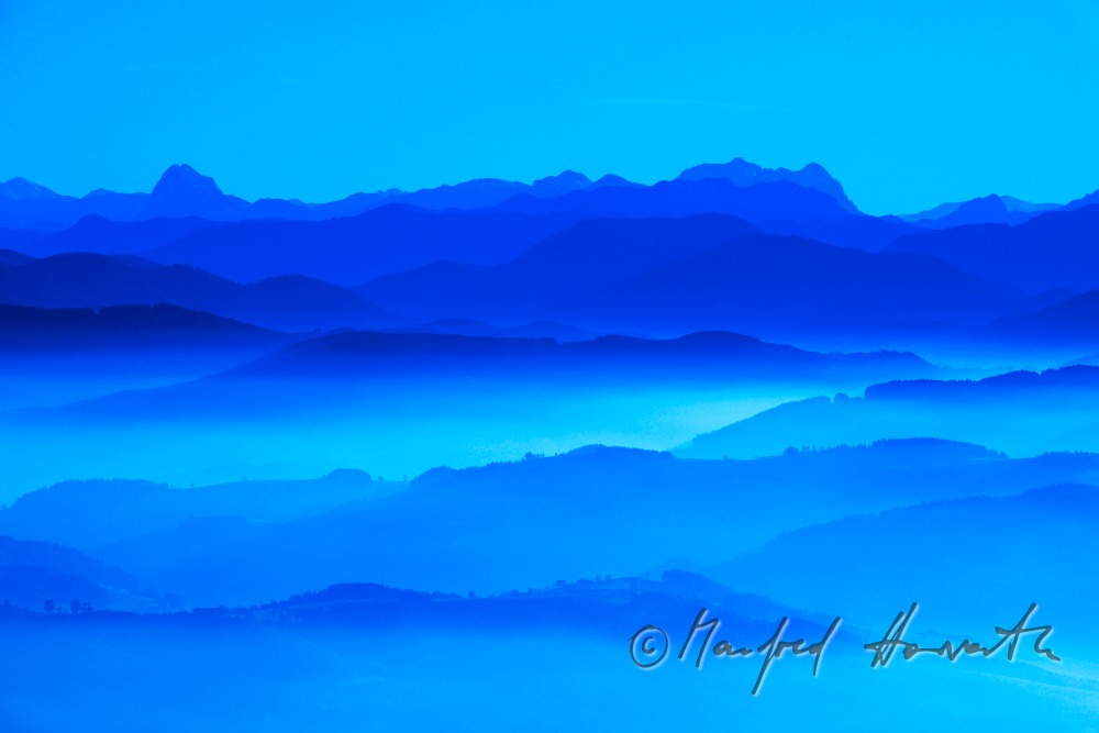 Blick von Wieselburg zum Ötscher (aus einer Höhe von 700 Metern)