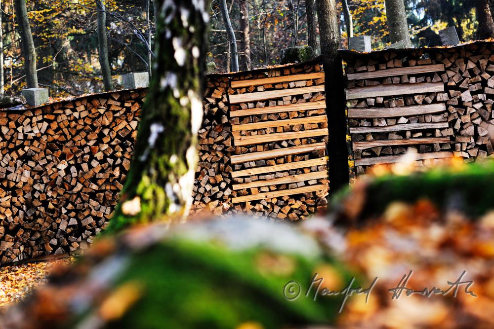 Holzstoss geschlichtet aus Meterscheiten