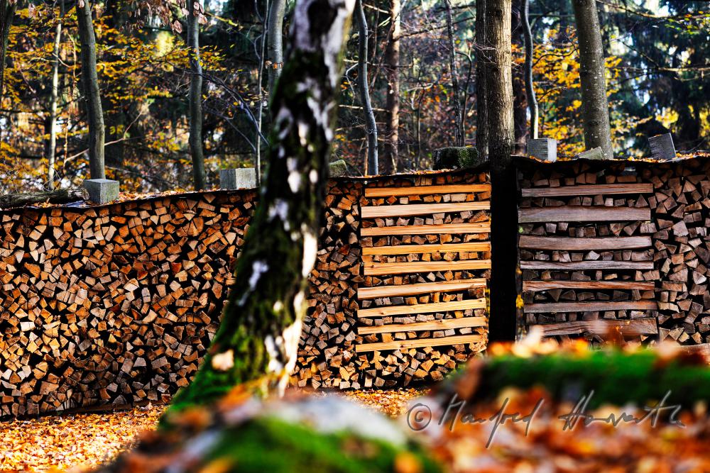 Holzstoss geschlichtet aus Meterscheiten