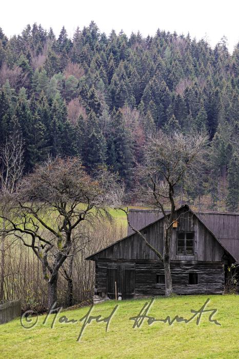 Holz-Haus (Ausgedinge) auf einem Bauernhof